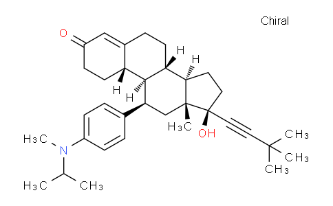 CAS No. 2222344-98-9, (8S,9R,10S,11R,13R,14R,17R)-17-(3,3-dimethylbut-1-ynyl)-17-hydroxy-13-methyl-11-[4-[methyl(propan-2-yl)amino]phenyl]-1,2,6,7,8,9,10,11,12,14,15,16-dodecahydrocyclopenta[a]phenanthren-3-one