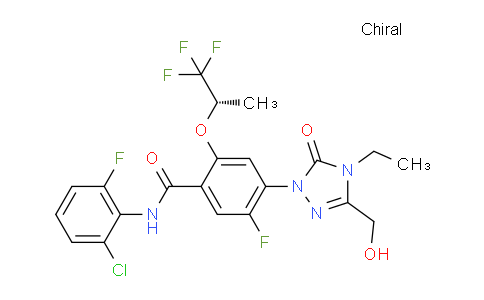 CAS No. 2225819-06-5, N-(2-chloro-6-fluorophenyl)-4-[4-ethyl-3-(hydroxymethyl)-5-oxo-1,2,4-triazol-1-yl]-5-fluoro-2-[(2S)-1,1,1-trifluoropropan-2-yl]oxybenzamide
