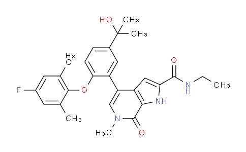 CAS No. 2138861-99-9, N-ethyl-4-[2-(4-fluoro-2,6-dimethylphenoxy)-5-(2-hydroxypropan-2-yl)phenyl]-6-methyl-7-oxo-1H-pyrrolo[2,3-c]pyridine-2-carboxamide