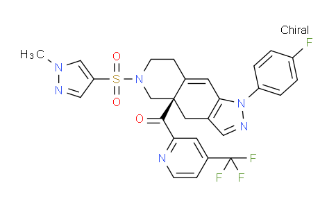 CAS No. 1496510-51-0, [(4aR)-1-(4-fluorophenyl)-6-(1-methylpyrazol-4-yl)sulfonyl-4,5,7,8-tetrahydropyrazolo[3,4-g]isoquinolin-4a-yl]-[4-(trifluoromethyl)pyridin-2-yl]methanone