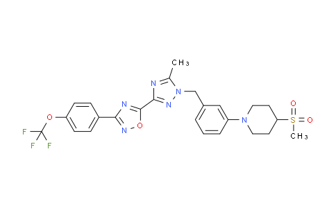 CAS No. 1570496-34-2, 5-[5-Methyl-1-[[3-(4-methylsulfonylpiperidin-1-yl)phenyl]methyl]-1,2,4-triazol-3-yl]-3-[4-(trifluoromethoxy)phenyl]-1,2,4-oxadiazole