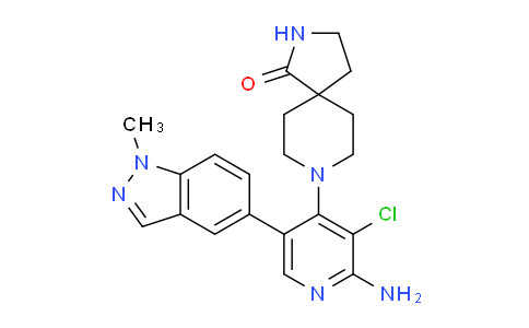 CAS No. 1607837-31-9, 8-[2-amino-3-chloro-5-(1-methylindazol-5-yl)pyridin-4-yl]-2,8-diazaspiro[4.5]decan-1-one