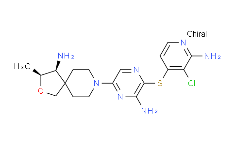 CAS No. 1801765-04-7, (3S,4S)-8-[6-amino-5-(2-amino-3-chloropyridin-4-yl)sulfanylpyrazin-2-yl]-3-methyl-2-oxa-8-azaspiro[4.5]decan-4-amine