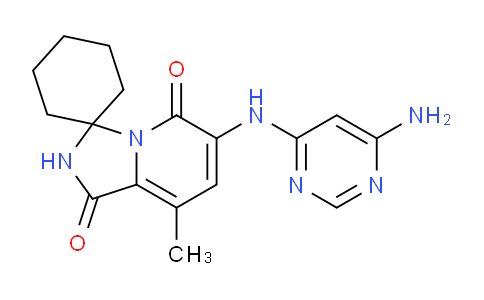 CAS No. 1849590-01-7, 6-[(6-aminopyrimidin-4-yl)amino]-8-methylspiro[2H-imidazo[1,5-a]pyridine-3,1'-cyclohexane]-1,5-dione