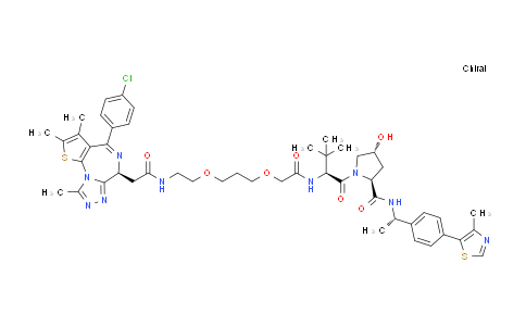 CAS No. 1949837-12-0, (2S,4R)-1-[(2S)-2-[[2-[3-[2-[[2-[(9S)-7-(4-chlorophenyl)-4,5,13-trimethyl-3-thia-1,8,11,12-tetrazatricyclo[8.3.0.02,6]trideca-2(6),4,7,10,12-pentaen-9-yl]acetyl]amino]ethoxy]propoxy]acetyl]amino]-3,3-dimethylbutanoyl]-4-hydroxy-N-[(1S)-1-[4-(4-methyl-1,3-