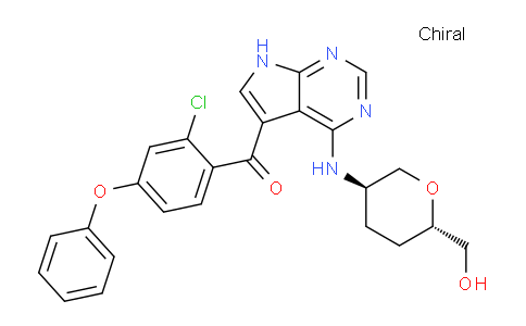 CAS No. 2095393-15-8, (2-chloro-4-phenoxyphenyl)-[4-[[(3R,6S)-6-(hydroxymethyl)oxan-3-yl]amino]-7H-pyrrolo[2,3-d]pyrimidin-5-yl]methanone