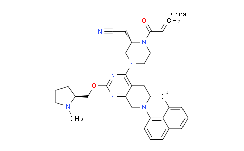 CAS No. 2206736-04-9, 2-[(2S)-4-[7-(8-methylnaphthalen-1-yl)-2-[[(2S)-1-methylpyrrolidin-2-yl]methoxy]-6,8-dihydro-5H-pyrido[3,4-d]pyrimidin-4-yl]-1-prop-2-enoylpiperazin-2-yl]acetonitrile