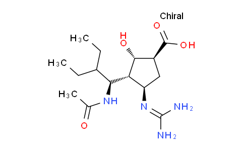 CAS No. 229614-55-5, (1S,2S,3S,4R)-3-[(1S)-1-acetamido-2-ethylbutyl]-4-(diaminomethylideneamino)-2-hydroxycyclopentane-1-carboxylic acid