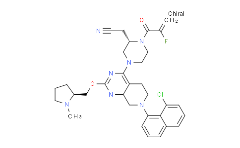 CAS No. 2326521-71-3, 2-[(2S)-4-[7-(8-chloronaphthalen-1-yl)-2-[[(2S)-1-methylpyrrolidin-2-yl]methoxy]-6,8-dihydro-5H-pyrido[3,4-d]pyrimidin-4-yl]-1-(2-fluoroprop-2-enoyl)piperazin-2-yl]acetonitrile