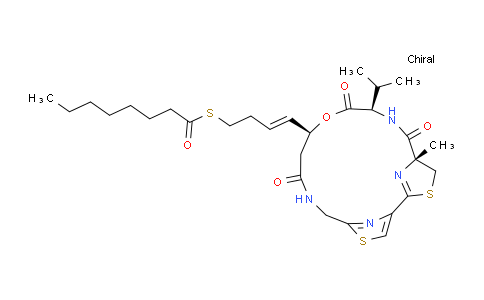 CAS No. 1009815-87-5, S-[(E)-4-[(5R,8R,11S)-5-methyl-6,9,13-trioxo-8-propan-2-yl-10-oxa-3,17-dithia-7,14,19,20-tetrazatricyclo[14.2.1.12,5]icosa-1(18),2(20),16(19)-trien-11-yl]but-3-enyl] octanethioate