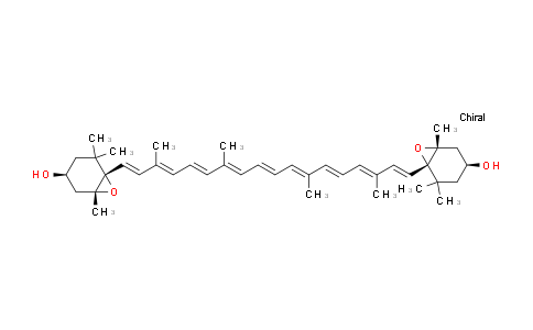 CAS No. 126-29-4, (1R,3S,6S)-6-[(1E,3E,5E,7E,9E,11E,13E,15E,17E)-18-[(1S,4S,6R)-4-hydroxy-2,2,6-trimethyl-7-oxabicyclo[4.1.0]heptan-1-yl]-3,7,12,16-tetramethyloctadeca-1,3,5,7,9,11,13,15,17-nonaenyl]-1,5,5-trimethyl-7-oxabicyclo[4.1.0]heptan-3-ol