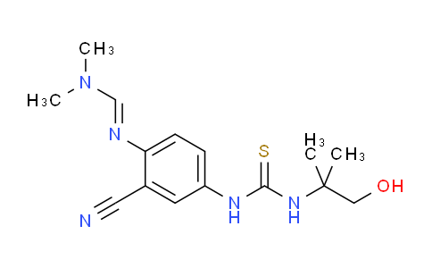 CAS No. 1429755-57-6, (E)-N'-(2-cyano-4-(3-(1-hydroxy-2-methylpropan-2-yl)thioureido)phenyl)-N,N-dimethylformimidamide