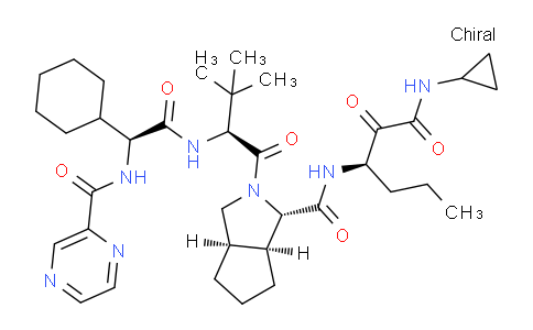 CAS No. 923270-50-2, (1S,3aR,6aS)-(2S)-2-Cyclohexyl-N-(2-pyrazinylcarbonyl)glycyl-3-methyl-L-valyl-N-[(1R)-1-[2-(cyclopropylamino)-2-oxoacetyl]butyl]octahydrocyclopenta[c]pyrrole-1-carboxamide