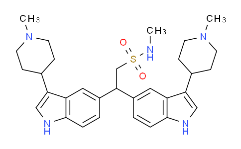 CAS No. 1346604-16-7, N-Methyl-2,2-bis(3-(1-methylpiperidin-4-yl)-1H-indol-5-yl)ethanesulfonamide