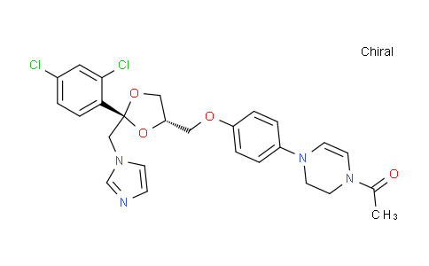 CAS No. 254912-63-5, 1-(4-(4-((Trans-2-((1H-imidazol-1-yl)methyl)-2-(2,4-dichlorophenyl)-1,3-dioxolan-4-yl)methoxy)phenyl)-3,4-dihydropyrazin-1(2H)-yl)ethanone