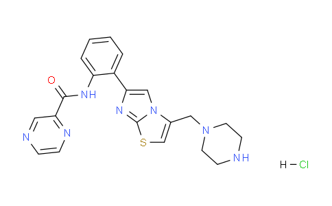 CAS No. 1956354-43-0, N-(2-(3-(Piperazin-1-ylmethyl)imidazo[2,1-b]thiazol-6-yl)phenyl)pyrazine-2-carboxamide hydrochloride