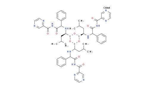 CAS No. 390800-88-1, N,N',N''-((1S,1'S,1''S)-(((1R,1'R,1''R)-(1,3,5,2,4,6-Trioxatriborinane-2,4,6-triyl)tris(3-methylbutane-1,1-diyl))tris(azanediyl))tris(2-oxo-1-phenylethane-2,1-diyl))tris(pyrazine-2-carboxamide)