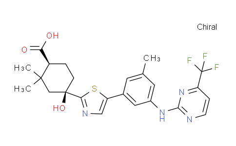 CAS No. 1312518-84-5, (1S,4R)-4-hydroxy-2,2-dimethyl-4-[5-[3-methyl-5-[[4-(trifluoromethyl)pyrimidin-2-yl]amino]phenyl]-1,3-thiazol-2-yl]cyclohexane-1-carboxylic acid