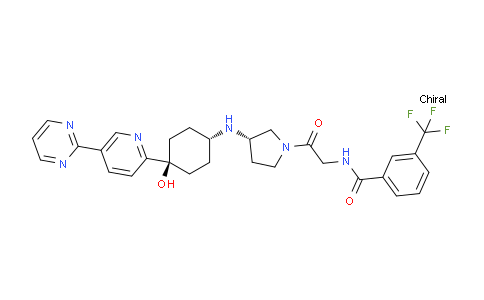 CAS No. 1372407-07-2, N-(2-((S)-3-(((1r,4S)-4-hydroxy-4-(5-(pyrimidin-2-yl)pyridin-2-yl)cyclohexyl)amino)pyrrolidin-1-yl)-2-oxoethyl)-3-(trifluoromethyl)benzamide