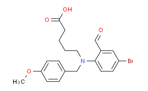 CAS No. 497224-06-3, 5-((4-bromo-2-formylphenyl)(4-methoxybenzyl)amino)pentanoic acid