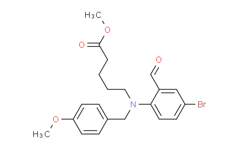CAS No. 497224-07-4, methyl 5-[4-bromo-2-formyl-N-[(4-methoxyphenyl)methyl]anilino]pentanoate
