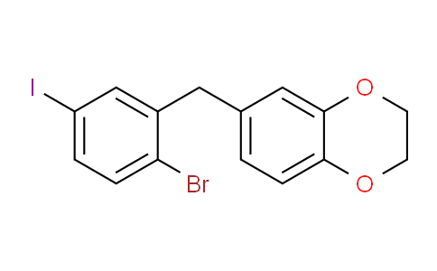 CAS No. 1291094-65-9, 6-[(2-bromo-5-iodophenyl)methyl]-2,3-dihydro-1,4-benzodioxine