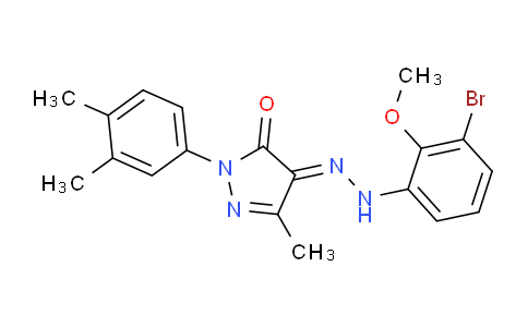 CAS No. 1437383-34-0, (E)-4-(2-(3-bromo-2-methoxyphenyl)hydrazono)-2-(3,4-dimethylphenyl)-5-methyl-2,4-dihydro-3H-pyrazol-3-one
