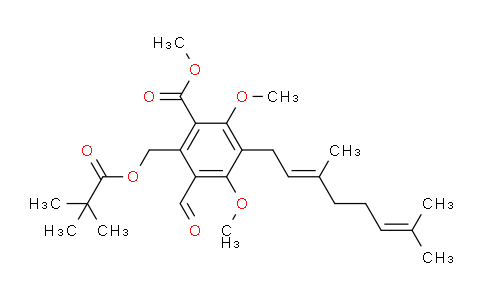 CAS No. 207402-09-3, methyl (E)-3-(3,7-dimethylocta-2,6-dien-1-yl)-5-formyl-2,4-dimethoxy-6-((pivaloyloxy)methyl)benzoate