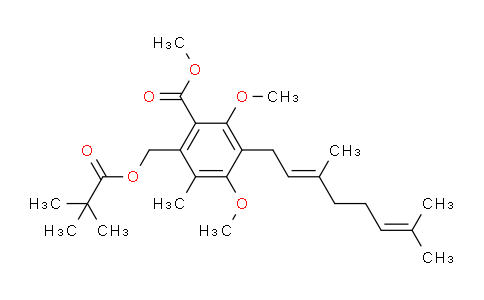 CAS No. 207398-36-5, methyl (E)-3-(3,7-dimethylocta-2,6-dien-1-yl)-2,4-dimethoxy-5-methyl-6-((pivaloyloxy)methyl)benzoate