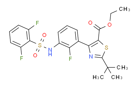 CAS No. 1567366-20-4, ethyl 2-(tert-butyl)-4-(3-((2,6-difluorophenyl)sulfonamido)-2-fluorophenyl)thiazole-5-carboxylate