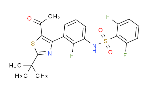 CAS No. 1567366-21-5, N-(3-(5-acetyl-2-(tert-butyl)thiazol-4-yl)-2-fluorophenyl)-2,6-difluorobenzenesulfonamide