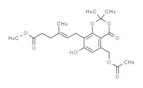 CAS No. 1551041-92-9, methyl (E)-6-(5-(acetoxymethyl)-7-hydroxy-2,2-dimethyl-4-oxo-4H-benzo[d][1,3]dioxin-8-yl)-4-methylhex-4-enoate