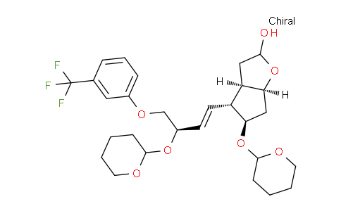 CAS No. 208252-64-6, 2H-Cyclopenta[b]furan-2-ol, hexahydro-5-[(tetrahydro-2H-pyran-2-yl)oxy]-4-[(1E,3R)-3-[(tetrahydro-2H-pyran-2-yl)oxy]-4-[3-(trifluoromethyl)phenoxy]-1-buten-1-yl]-, (3aR,4R,5R,6aS)-