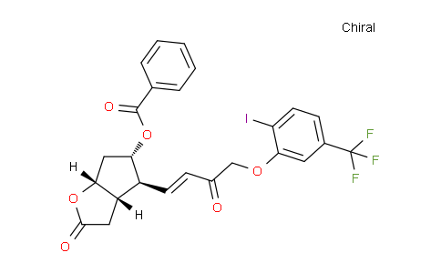CAS No. 336625-19-5, (3aS,4S,5S,6aR)-4-((E)-4-(2-iodo-5-(trifluoromethyl)phenoxy)-3-oxobut-1-en-1-yl)-2-oxohexahydro-2H-cyclopenta[b]furan-5-yl benzoate
