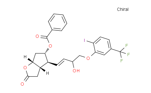 CAS No. 336625-20-8, (3aS,4S,5S,6aR)-4-((E)-3-hydroxy-4-(2-iodo-5-(trifluoromethyl)phenoxy)but-1-en-1-yl)-2-oxohexahydro-2H-cyclopenta[b]furan-5-yl benzoate