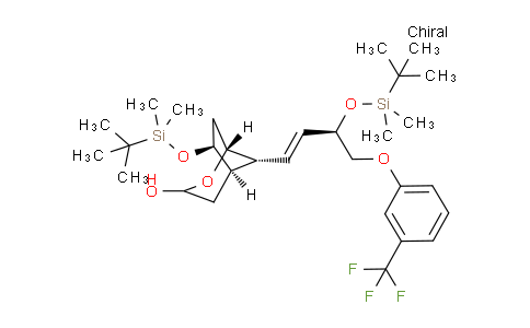 CAS No. 406498-58-6, 2-Oxabicyclo[3.2.1]octan-3-ol, 6-[[(1,1-dimethylethyl)dimethylsilyl]oxy]-8-[(1E,3R)-3-[[(1,1-dimethylethyl)dimethylsilyl]oxy]-4-[3-(trifluoromethyl)phenoxy]-1-buten-1-yl]-, (1R,5R,6S,8R)-