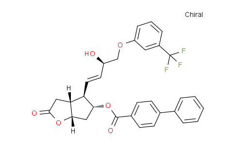 CAS No. 114488-91-4, [(3aR,4R,5R,6aS)-4-[(E,3R)-3-hydroxy-4-[3-(trifluoromethyl)phenoxy]but-1-enyl]-2-oxo-3,3a,4,5,6,6a-hexahydrocyclopenta[b]furan-5-yl] 4-phenylbenzoate