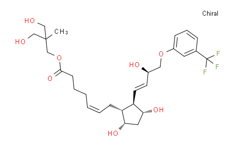 CAS No. 955005-75-1, 5-Heptenoic acid, 7-[(1R,2R,3R,5S)-3,5-dihydroxy-2-[(1E,3R)-3-hydroxy-4-[3-(trifluoromethyl)phenoxy]-1-buten-1-yl]cyclopentyl]-, 3-hydroxy-2-(hydroxymethyl)-2-methylpropyl ester, (5Z)-