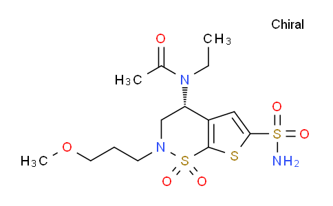 CAS No. 1072782-87-6, (R)-N-ethyl-N-(2-(3-methoxypropyl)-1,1-dioxido-6-sulfamoyl-3,4-dihydro-2H-thieno[3,2-e][1,2]thiazin-4-yl)acetamide