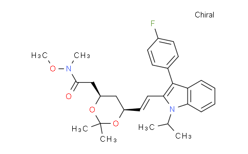 CAS No. 1353637-15-6, 2-((4R,6S)-6-((E)-2-(3-(4-fluorophenyl)-1-isopropyl-1H-indol-2-yl)vinyl)-2,2-dimethyl-1,3-dioxan-4-yl)-N-methoxy-N-methylacetamide