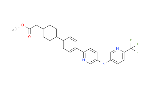 CAS No. 956136-97-3, (4-{4-[5-(6-trifluoromethyl-pyridin-3-ylamino)-pyridin-2-yl]-phenyl}-cyclohexyl)-acetic acid methyl ester