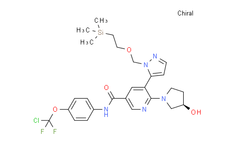 CAS No. 1598430-18-2, (R)-N-(4-(chlorodifluoromethoxy)phenyl)-6-(3-hydroxypyrrolidin-1-yl)-5-(1-((2-(trimethylsilyl)ethoxy)methyl)-1H-pyrazol-5-yl)nicotinamide