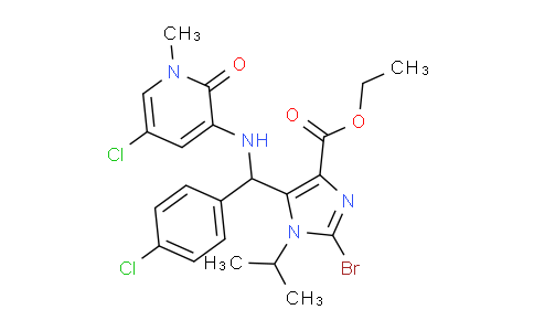CAS No. 1448870-71-0, ethyl2-bromo-5-(((5-chloro-1-methyl-2-oxo-1,2-dihydropyridin-3-yl)amino)(4-chlorophenyl)methyl)-1-isopropyl-1H-imidazole-4-carboxylate