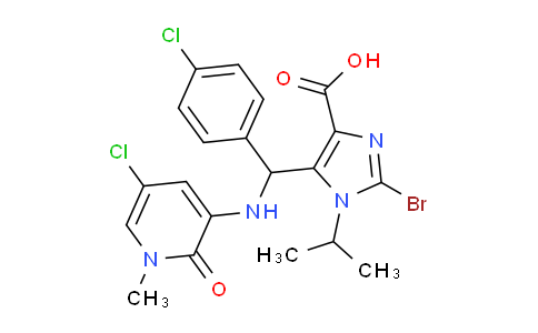 CAS No. 1448870-70-9, 2-bromo-5-(((5-chloro-1-methyl-2-oxo-1,2-dihydropyridin-3-yl)amino)(4-chlorophenyl)methyl)-1-isopropyl-1H-imidazole-4-carboxylic acid