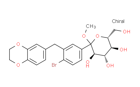 CAS No. 1291094-66-0, (3R,4S,5S,6R)-2-(4-bromo-3-((2,3-dihydrobenzo[b][1,4]dioxin-6-yl)meth yl)phenyl)-6-(hydroxymethyl)-2-methoxytetrahydro-2H-pyran-3,4,5-triol