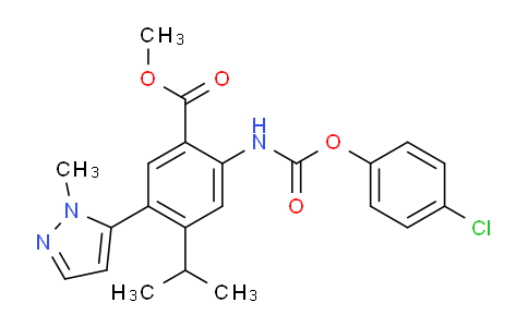 CAS No. 912574-67-5, methyl 2-(((4-chlorophenoxy)carbonyl)amino)-4-isopropyl-5-(1-methyl-1H-pyrazol-5-yl)benzoate
