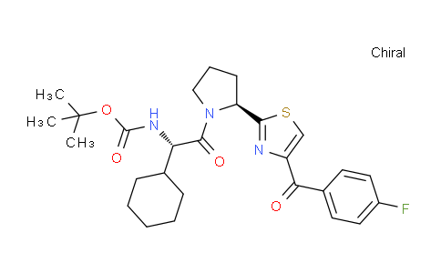CAS No. 1005342-80-2, Carbamic acid, N-[(1S)-1-cyclohexyl-2-[(2S)-2-[4-(4-fluorobenzoyl)-2-thiazolyl]-1-pyrrolidinyl]-2-oxoethyl]-, 1,1-dimethylethyl ester