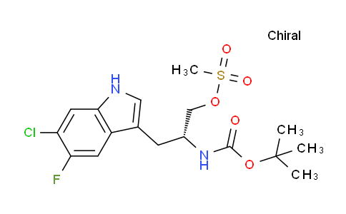 CAS No. 1193314-80-5, (R)-2-((tert-butoxycarbonyl)amino)-3-(6-chloro-5-fluoro-1H-indol-3-yl)propyl methanesulfonate