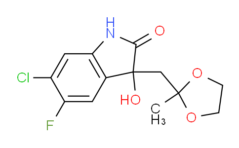 CAS No. 1458665-07-0, 6-chloro-5-fluoro-3-hydroxy-3-((2-methyl-1,3-dioxolan-2-yl)methyl)indolin-2-one