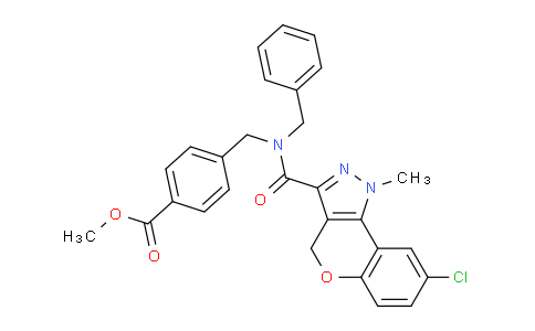 CAS No. 1773490-79-1, methyl 4-((N-benzyl-8-chloro-1-methyl-1,4-dihydrochromeno[4,3-c]pyrazole-3-carboxamido)methyl)benzoate